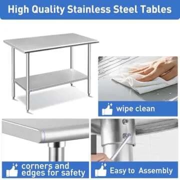 ROCKPOINT Heavy Duty Stainless Steel Table 24x48