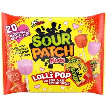 SOUR PATCH KIDS Lollipop with Sour Candy Dipping Powder - 20 Lollipops