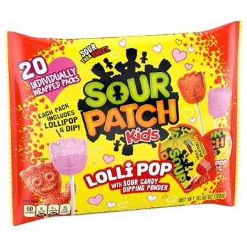 SOUR PATCH KIDS Lollipops for Valentine's Day - 20 Count