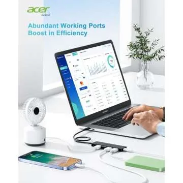 Acer USB C Hub 4 Ports, Multiple USB 3.0 Hub, USBC Splitter for Laptop with TypeC Power Port, Extender for Type C Port Laptop, PC, Desktop and More (2ft)