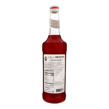 Monin - Strawberry Rose Syrup, Strawberry Rose Flavoring, Strawberry Rose Flavored Syrup, Coffee Flavoring, Natural Flavoring, Great for Lattes, Teas, Lemonades, Cocktails, & More (750 ml)