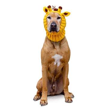 Zoo Snoods Giraffe Costume - Knit Dog Snood Ear Wrap for Pets, Warm Neck Cover for Halloween and Winter (Small)