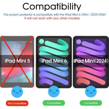 amFilm Screen Protector for iPad mini 7 (2024, 7th Gen) /iPad Mini 6 (2021, 6th Gen), 8.3-Inch Apple...