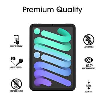 amFilm Screen Protector for iPad mini 7 (2024, 7th Gen) /iPad Mini 6 (2021, 6th Gen), 8.3-Inch Apple Pencil 2nd Compatible 9H Tempered Glass Film, 2 Pack