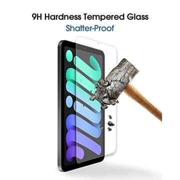 amFilm Screen Protector for iPad mini 7 (2024, 7th Gen) /iPad Mini 6 (2021, 6th Gen), 8.3-Inch Apple Pencil 2nd Compatible 9H Tempered Glass Film, 2 Pack