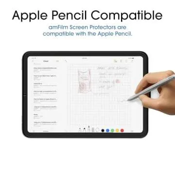 amFilm Screen Protector for iPad mini 7 (2024, 7th Gen) /iPad Mini 6 (2021, 6th Gen), 8.3-Inch Apple Pencil 2nd Compatible 9H Tempered Glass Film, 2 Pack