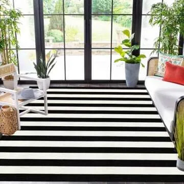 LEEVAN 5x7 Black and White Outdoor Rug for Home Decor