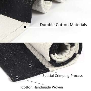 LEEVAN 5x7 Black and White Outdoor Rug for Home Decor