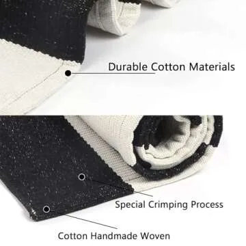 LEEVAN 5x7 Black and White Outdoor Rug for Home Decor