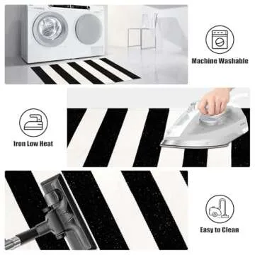 LEEVAN 5x7 Black and White Outdoor Rug for Home Decor