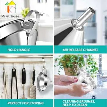 Large Funnels 3 Pack Set, Metal Stainless Steel Funnels with 3 Pack Removable Strainer Filter, for K...