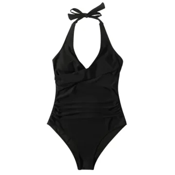 SUUKSESS Tummy Control Halter One Piece Swimsuit for Women