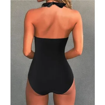 SUUKSESS Tummy Control Halter One Piece Swimsuit for Women