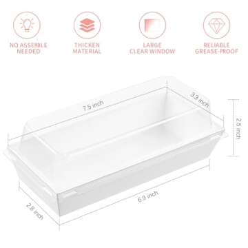 Ocmoiy Charcuterie Boxes with Clear Lids, 50 Pack White Bakery Boxes, Cookie Boxes, Small Treat Boxe...