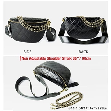 Dboar Vegan Leather Fanny Pack Crossbody Bag Gold Chain