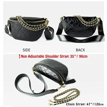 Dboar Vegan Leather Fanny Pack Crossbody Bag Gold Chain