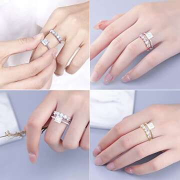 MOOSEA Moissanite Anniversary Rings for Women, D Color VVS1 Clarity Conflict-Free Lab Created Moissanite Rings 14K Yellow Gold Vermeil 5 Stone Moissanite Wedding Rings for Bridal Women Wife Girlfriend