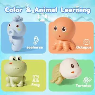 AMCHSURI Animal Bath Toys with Floating Boats for Toddlers 1-3, 15 PCS Mold Free Bathtub Toy for Infants 6-12 Months, Eco-Friendly Non Toxic Water Table Toys