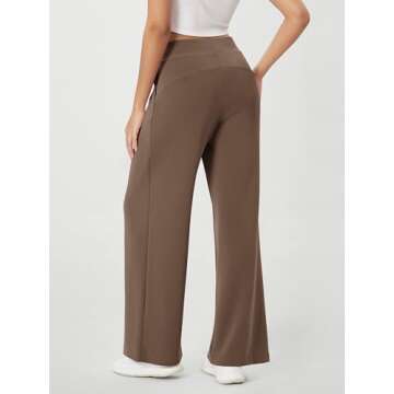 ODODOS Modal Soft Wide Leg Pants for Women High Waist Casual Relaxed Pants with Pockets, 31" Inseam, Nutria, Medium