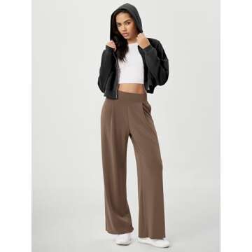 ODODOS Modal Soft Wide Leg Pants for Women High Waist Casual Relaxed Pants with Pockets, 31" Inseam, Nutria, Medium