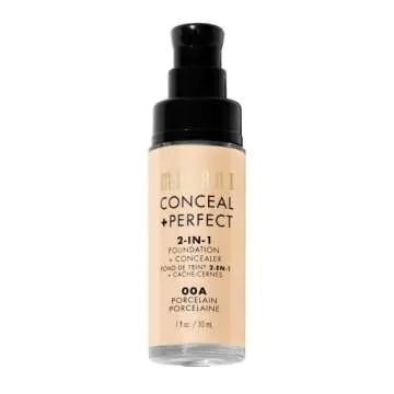 Milani Conceal + Perfect 2-in-1 Foundation + Concealer (1 Fl. Oz.) Liquid Foundation - Cover Under-Eye Circles, Blemishes & Skin Discoloration for a Flawless Complexion (Porcelain)