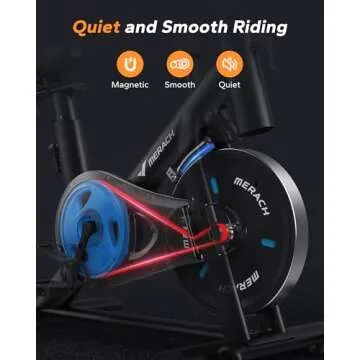 MERACH Exercise Bike, Brake Pad/Magnetic Stationary Bike with Exclusive App, Low Noise Indoor Cycling Bike with 270LBS Weight Capacity, Dumbbell Rack and Fitness Courses for Weight Loss