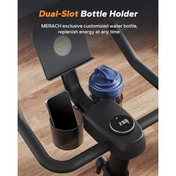 MERACH Exercise Bike, Brake Pad/Magnetic Stationary Bike with Exclusive App, Low Noise Indoor Cycling Bike with 270LBS Weight Capacity, Dumbbell Rack and Fitness Courses for Weight Loss