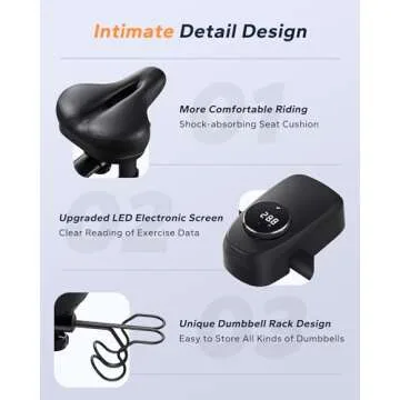 MERACH Exercise Bike, Brake Pad/Magnetic Stationary Bike with Exclusive App, Low Noise Indoor Cycling Bike with 270LBS Weight Capacity, Dumbbell Rack and Fitness Courses for Weight Loss