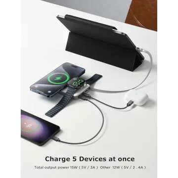 LISEN Magsafe Wireless Power Bank for iPhone 16 Icemag Power Bank, 10000mah Built-in Cable Pack Power Bank Fast Charging 22.5W Portable Charger with Apple Watch Charger Fits iPhone 16 15 14 Pro Plus