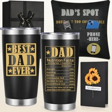 LiqCool Dad Gifts, Best Dad Tumbler with Card & Pillow Cover Gift Set, Funny Gifts for Dad Husband, ...