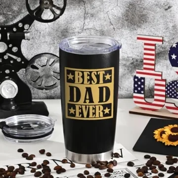 LiqCool Dad Gifts, Best Dad Tumbler with Card & Pillow Cover Gift Set, Funny Gifts for Dad Husband, Unique Dad Gifts Ideas from Daughter Wife on Birthday Christmas(20Oz, BK)