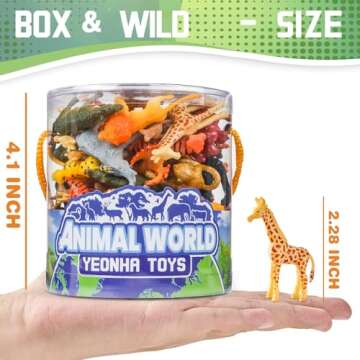 60 Piece Mini Zoo Animal Toy With Gift Box, Realistic Small Plastic Animal Figure Sensory Bins, Jung...