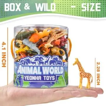 60 Piece Mini Zoo Animal Toy With Gift Box, Realistic Small Plastic Animal Figure Sensory Bins, Jung...