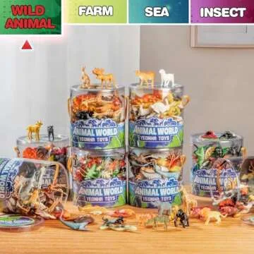 60 Piece Mini Zoo Animal Toy With Gift Box, Realistic Small Plastic Animal Figure Sensory Bins, Jungle Animal Party Favors, Cupcake Topper, School Education, Birthday Gifts for Kids Toddlers