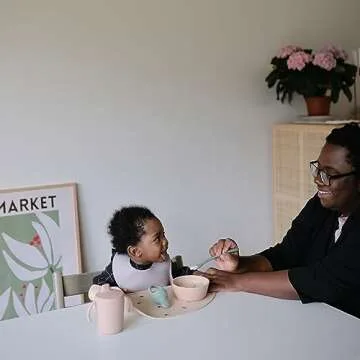 mushie Silicone Baby Feeding Spoons | 2 Pack (Blush/Shifting Sand)