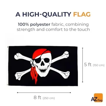 AZ FLAG Pirate Red Bandana Flag - 5x8 Ft Durable Banner