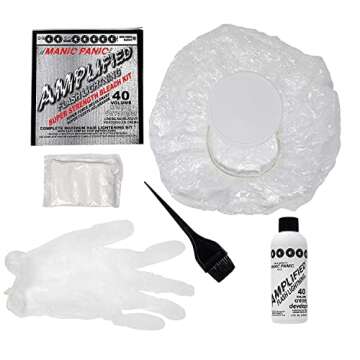 MANIC PANIC Flash Lightning Super Strength Bleach Kit - 40 Volume Developer + Bleach Powder - Hair Lightener for Dark Hair + Lifting up to 7 Levels - Vegan & Cruelty Free