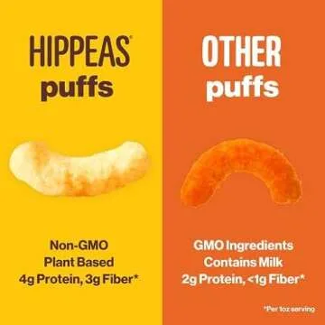 HIPPEAS Organic Chickpea Puffs + Bohemian Barbeque | 4 Ounce, 6 Count | Vegan, Gluten-Free, Crunchy, Protein Snacks