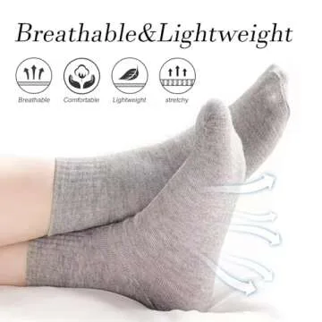 RICHBULL 10 Pairs Thin Crew Socks for Men & Women, Breathable Casual Athletic Ankle Socks (White)