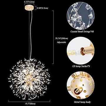 Stunning Gold Firework Crystal Chandelier for Modern Homes