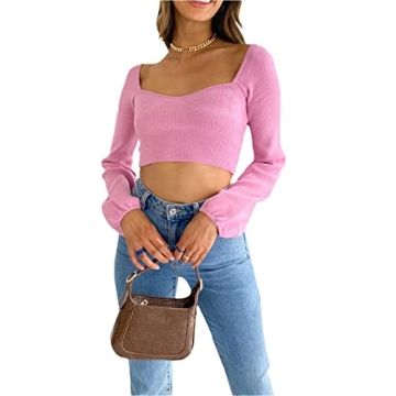 Chic Women's Slim Sweater Knitwear Sexy Ribbed Off-Shoulder Long Sleeve Tops