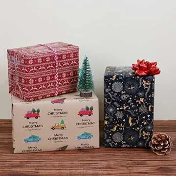 Aimyoo Kraft Christmas Wrapping Paper Jumbo Roll