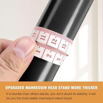 mcwdoit 63In Wig Stand Tripod, Upgraded Adjustable Mannequin Head Stand Metal Holder for Mannequin Head, Hairdressing Training Head Mold Mannequin Salon Hair Clamp, Black