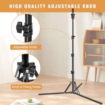 mcwdoit 63In Wig Stand Tripod, Upgraded Adjustable Mannequin Head Stand Metal Holder for Mannequin Head, Hairdressing Training Head Mold Mannequin Salon Hair Clamp, Black