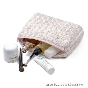Gleyemor Quilted Makeup Bag Set - Cute Floral Design for Travel Organization