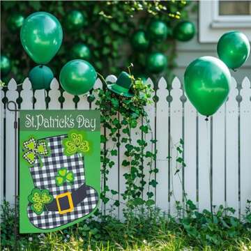 Vigor Home St. Patrick's Day 3D Garden Flag Blackout Double Sided 12×18 Inch,Saint Patricks Green Lucky Shamrock Buffalo Plaid Hat Sign Small Flags Holiday Outdoor Yard Decoration