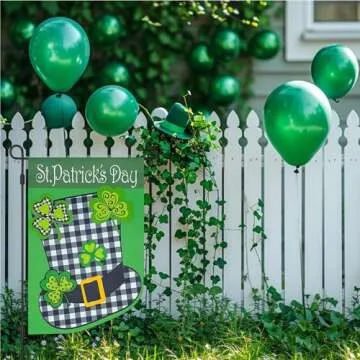 Vigor Home St. Patrick's Day 3D Garden Flag Blackout Double Sided 12×18 Inch,Saint Patricks Green Lucky Shamrock Buffalo Plaid Hat Sign Small Flags Holiday Outdoor Yard Decoration
