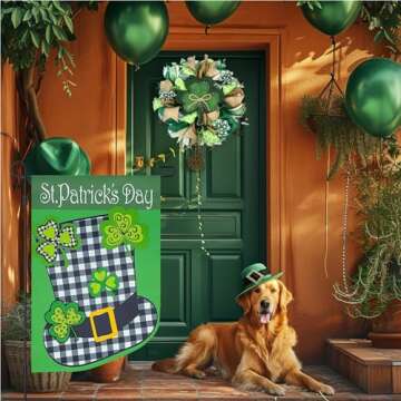 Vigor Home St. Patrick's Day 3D Garden Flag Blackout Double Sided 12×18 Inch,Saint Patricks Green Lucky Shamrock Buffalo Plaid Hat Sign Small Flags Holiday Outdoor Yard Decoration