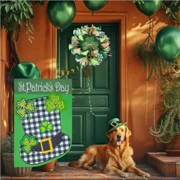 Vigor Home St. Patrick's Day 3D Garden Flag Blackout Double Sided 12×18 Inch,Saint Patricks Green Lucky Shamrock Buffalo Plaid Hat Sign Small Flags Holiday Outdoor Yard Decoration
