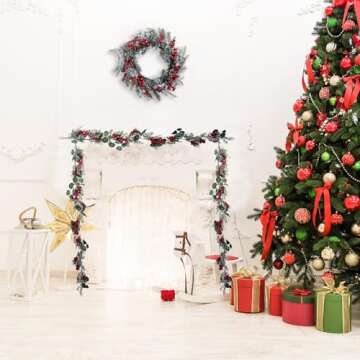 LOHASBEE 5FT Christmas Garland with Pine and Berries
